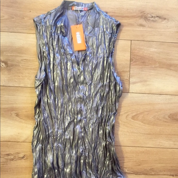 Sheva Catom Tops - NEW! Gorgeous Silver Knitted Sleeveless Tunic